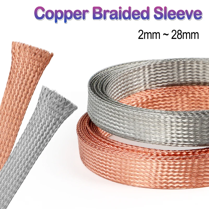1-10m Pure Copper Tinned Copper Expandable Sleeve 2 4 6 8 10 12 14 16 18 20 25 28mm Copper Braided Shielded Signal Metal Sheath