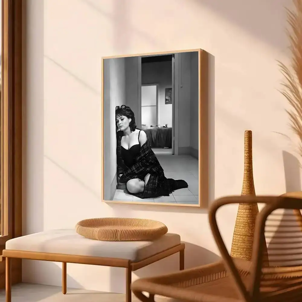 Angelina Jolie-Póster Vintage autoadhesivo, pegatina de papel impermeable, decoración de pared de habitación, cafetería, Bar