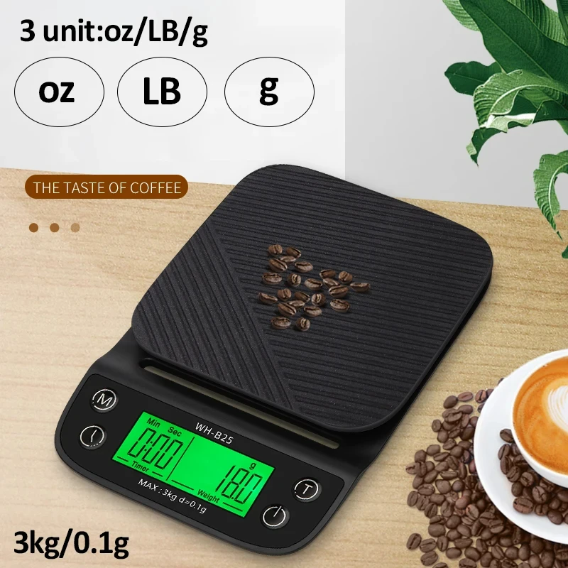 LCD Digital Electronic Coffee Scale Kitchen Baking Coffee Weight Balance Kitchen Scale 3kg/0.1g Digital Food Scale For Baking