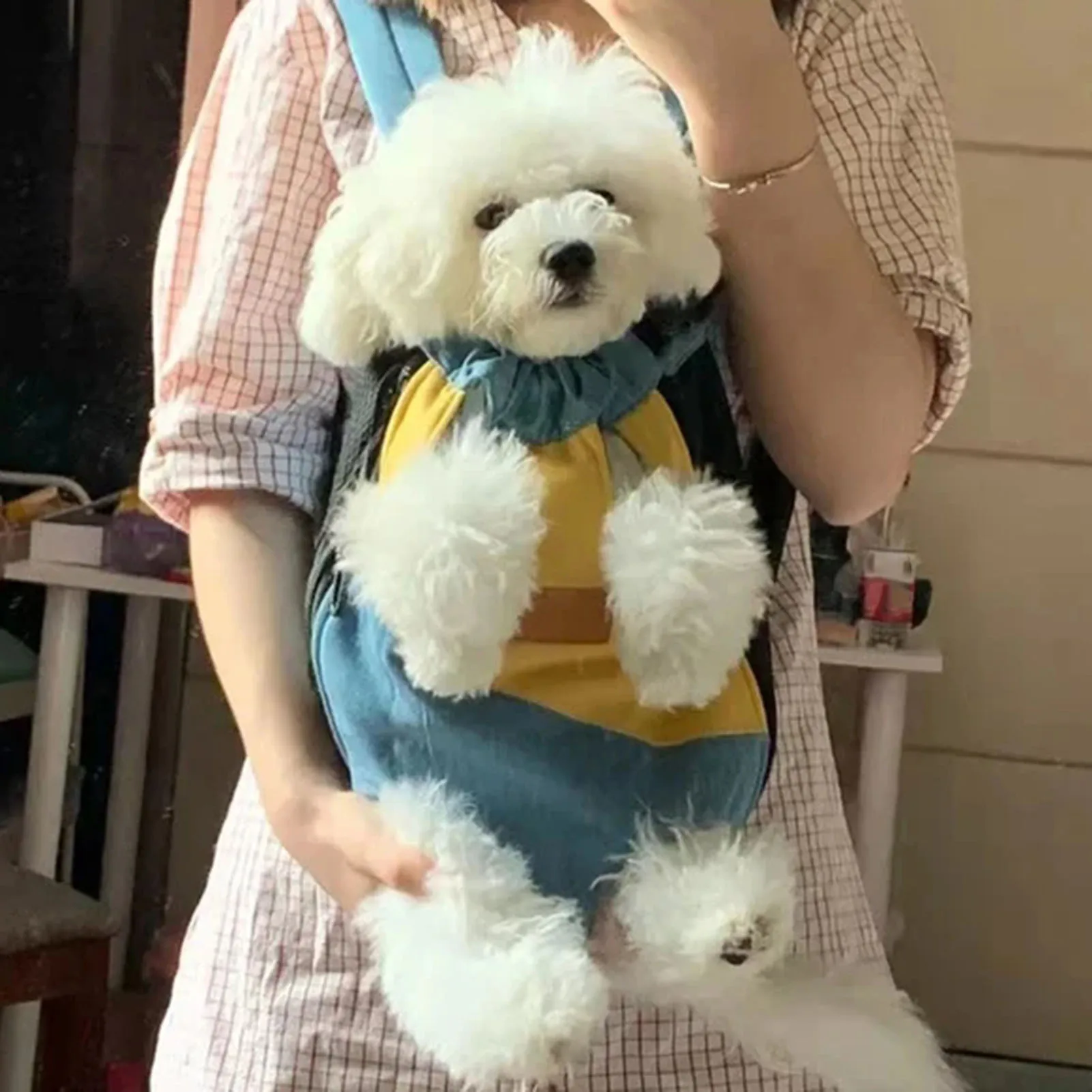 Double Shoulder Breathable Portable Travel Pet Dog Leg Out Carrier Backpack Carrier Front Bag for Small Dog Cats Outdoor Travel