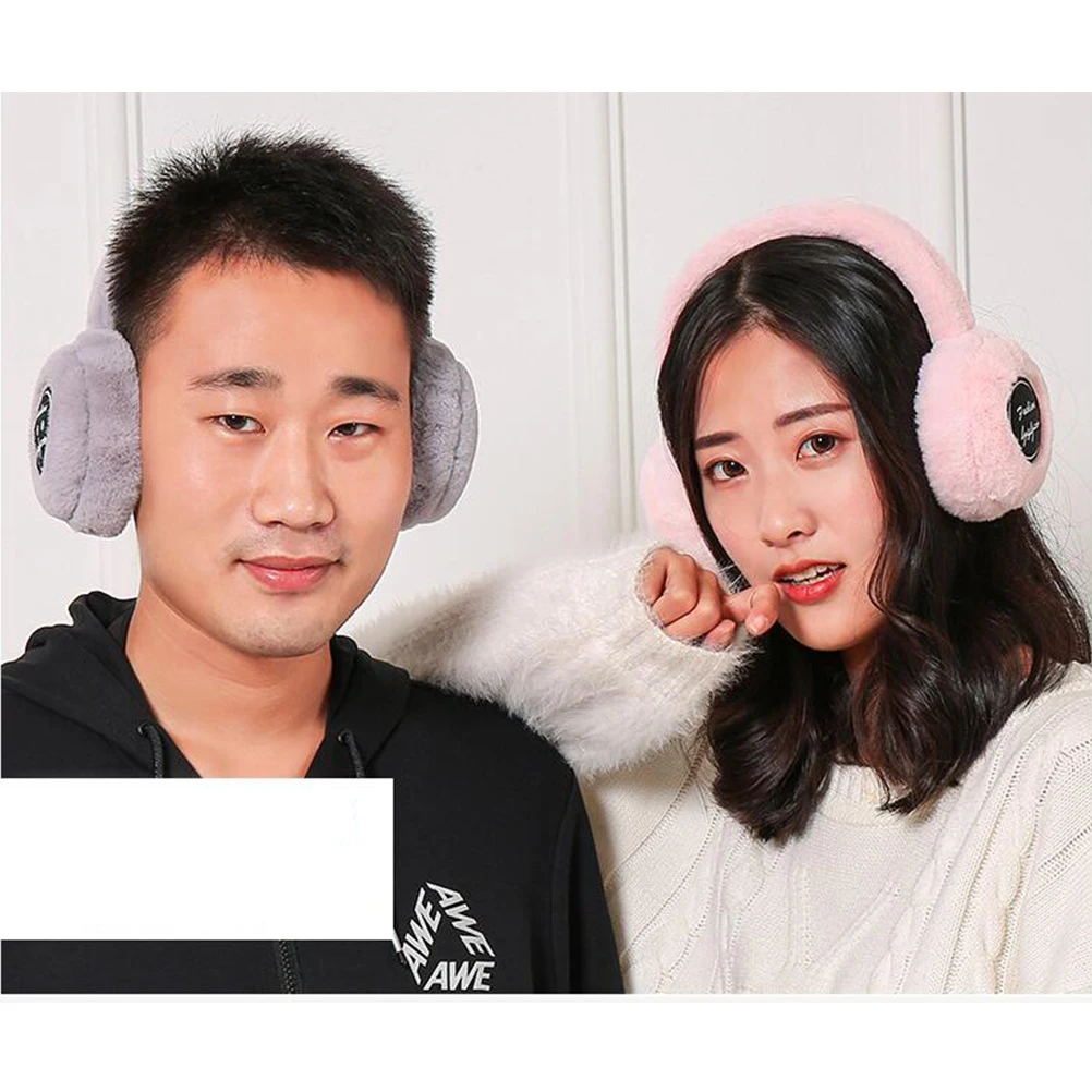 Moda de pelúcia earmuffs fone de ouvido sem fio inverno mais quente elétrico capas de ouvido música para atividades ao ar livre em tempo frio