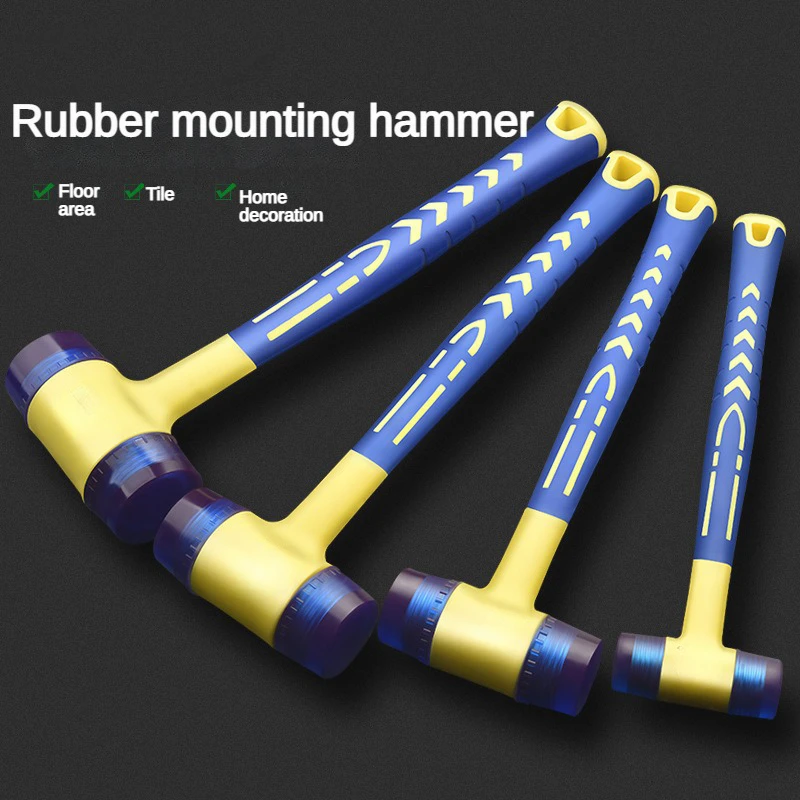 1 double headed installation hammer, 25mm to 45mm rubber hammer with rubber handle, detachable insulated installation hammer