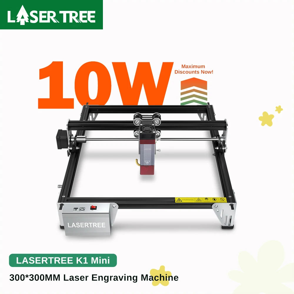 LASER TREE10W Laser Engraver Cutter, TTL Blue‑Light Diode Laser Module, One‑Pass Cutting for Plywood Woodworking DIY Machine