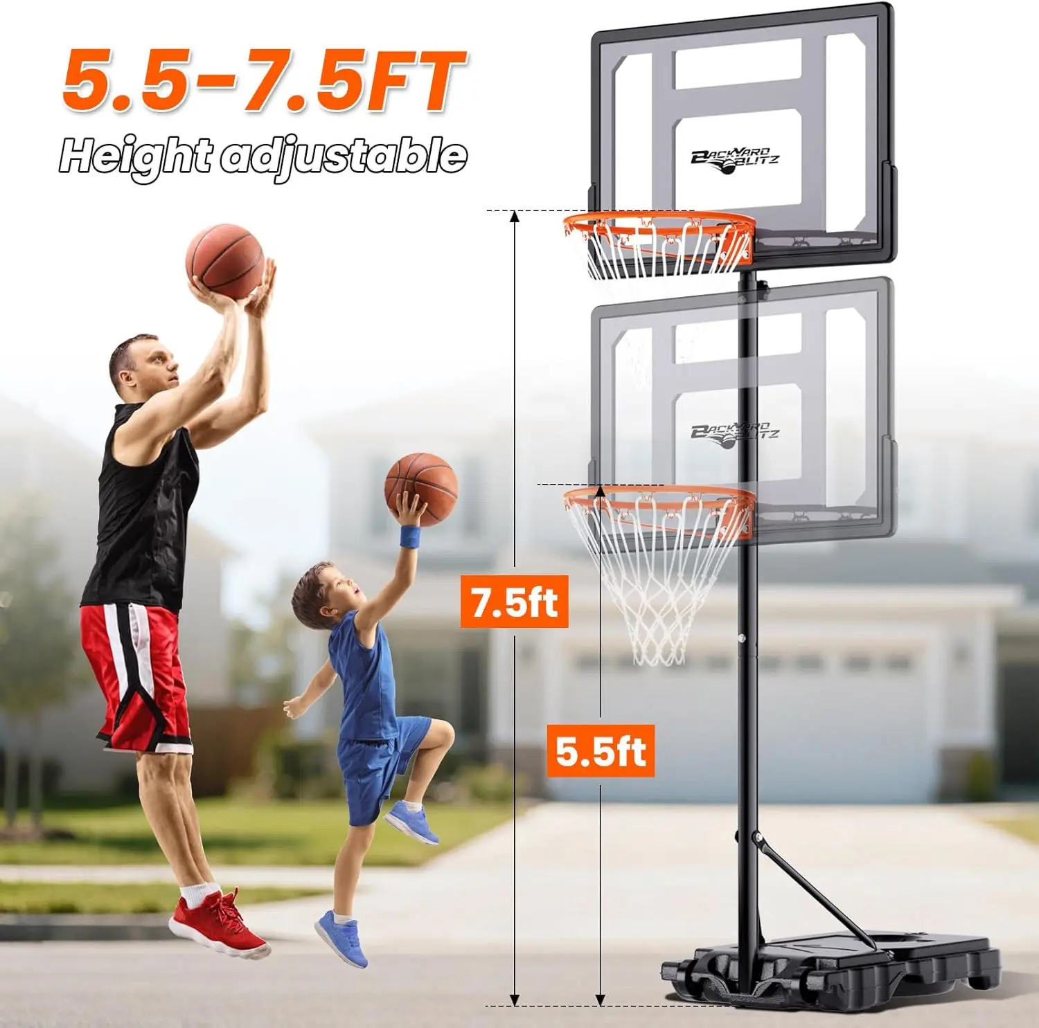 Portable Basketball Hoop for Backyard Fun, Adjustable Height, Easy Setup