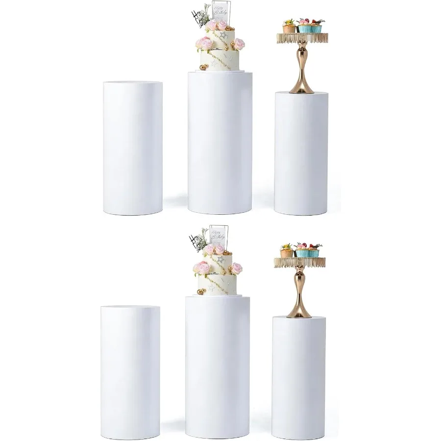 

6 шт., набор металлических цилиндрических подставок, элегантные белые стойки для вечеринок, дней, свадеб и мероприятий, идеально подходящие для тока