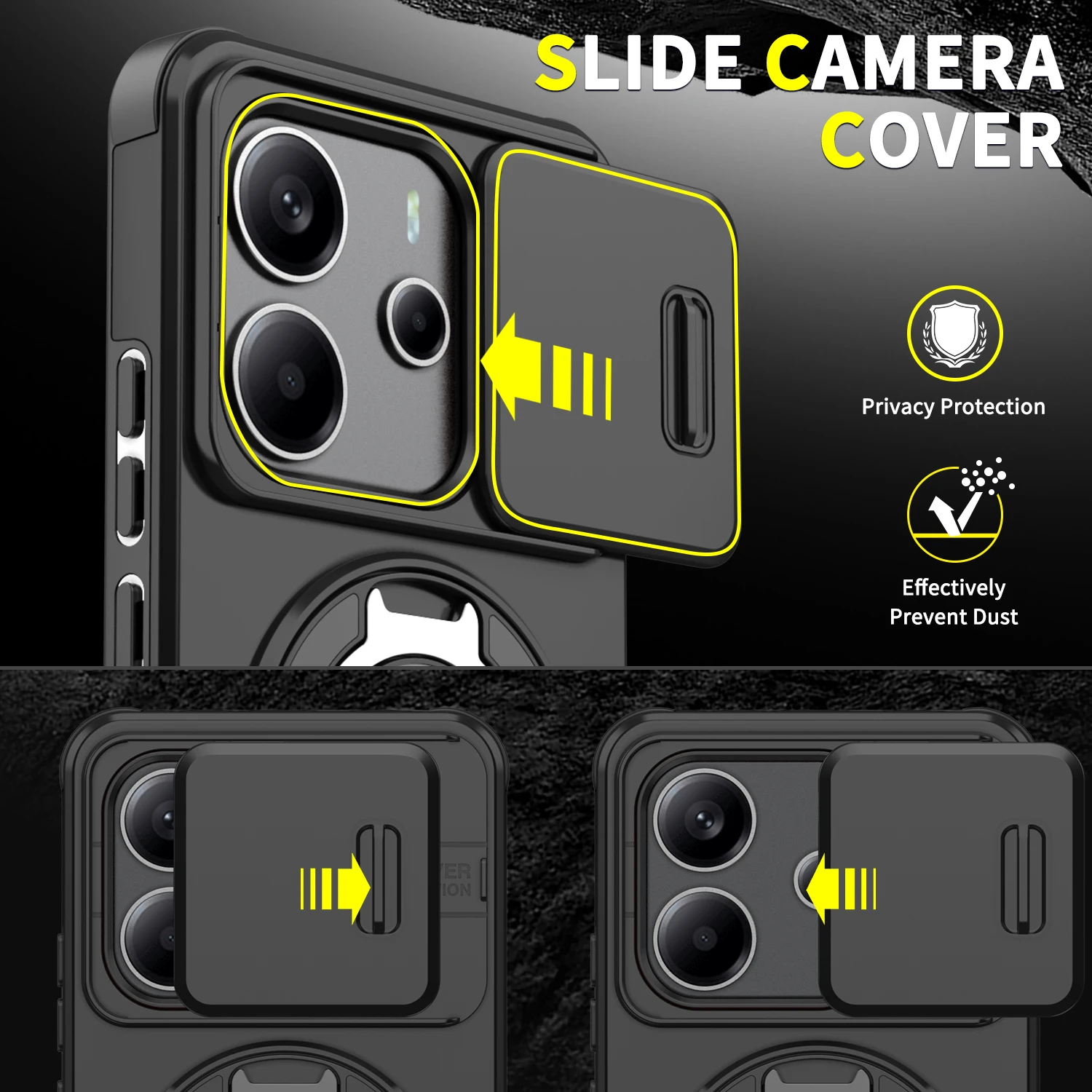 Für Xiaomi Redmi Note 14 Hülle Redmi Note 14 4G 5G Cover Magnetring-Panzerung Schiebe-Kameralinsen-Schutz Magsafe Kabelloses Laden Schutzhülle – Detail 5
