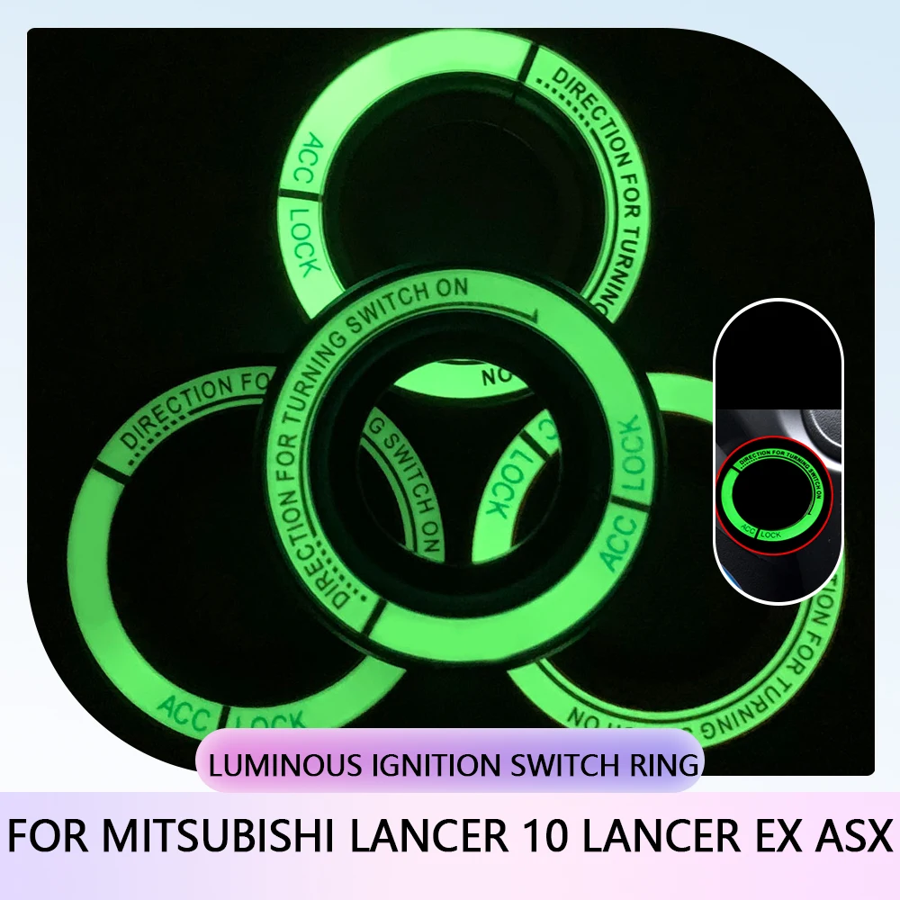 Luminous Stainless Steel Car Ignition Key Ring Switch Cover Sticker for Mitsubishi Lancer 10 Lancer EX ASX Outlander Accessories