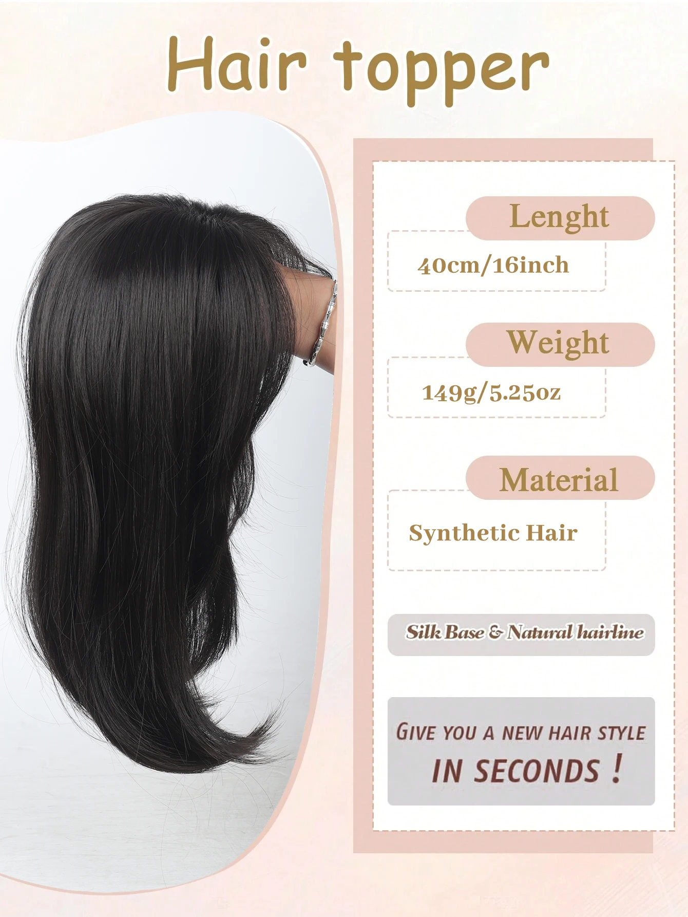 OLACARE 3D Natural Curved Wispy Side Bangs Fake Fringe Synthetic Hair Clip in Bangs Easy to Wears for Women Hair Thinning