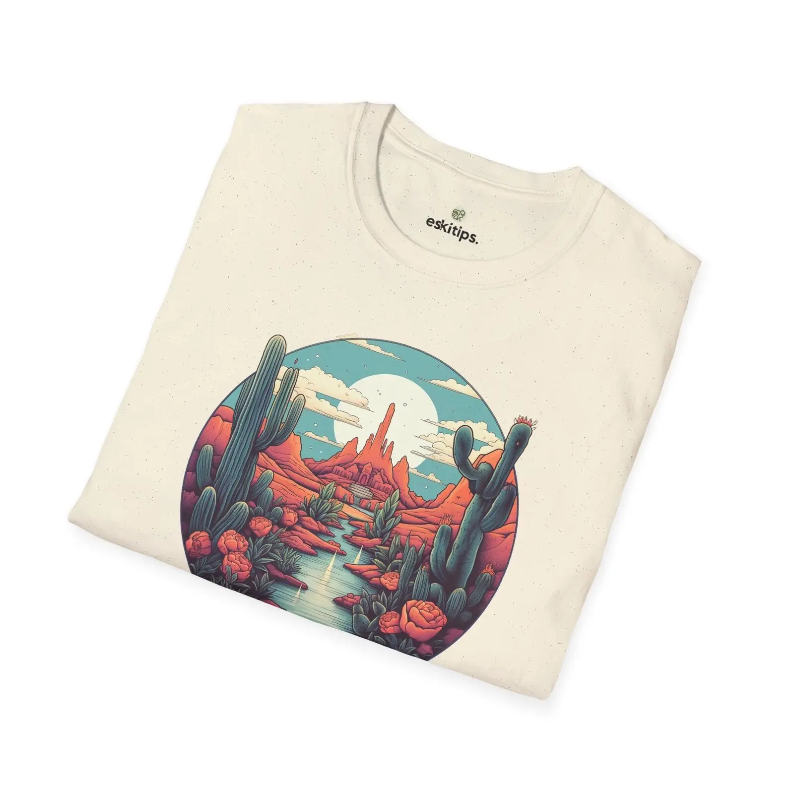 

Desert Serenity Art T-Shirt - Majestic Cactus Sunset Design