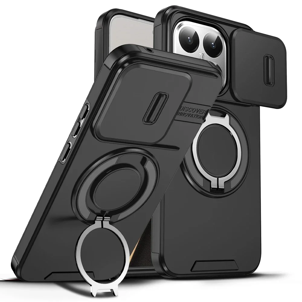 Heavy Duty Armor Ring Holder Case for Xiaomi 17T 15T 14T Pro POCO F8 F7 Pro Ultra M7 X7 PC+TPU Shockproof Rugged Protect Cover