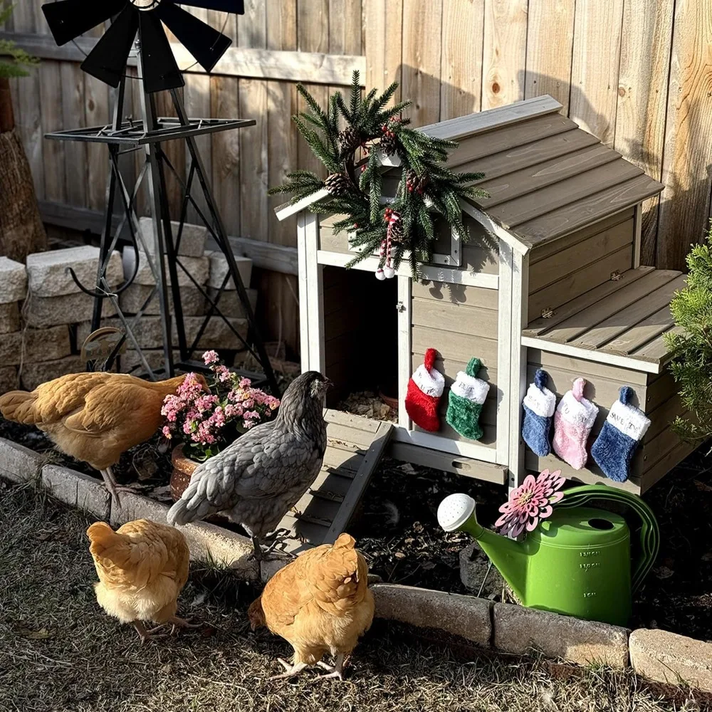 

Chicken Coop Chicken House with Removable Trays, Wooden Hutch Poultry Cage with Nesting Box, Hen House Chickens Cage with Ramp