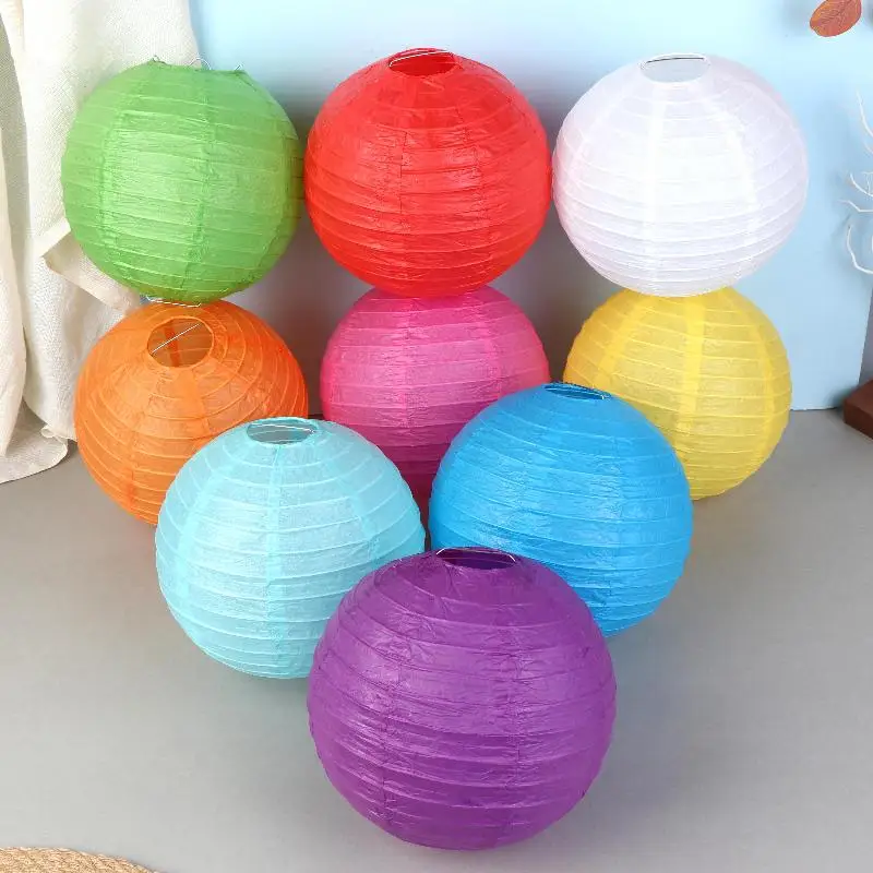 1/3Pcs Colorful Round Paper Lanterns Foldable Hanging Paper Lamp Retro Chinese Paper Lanterns For Festival Party Home Decor