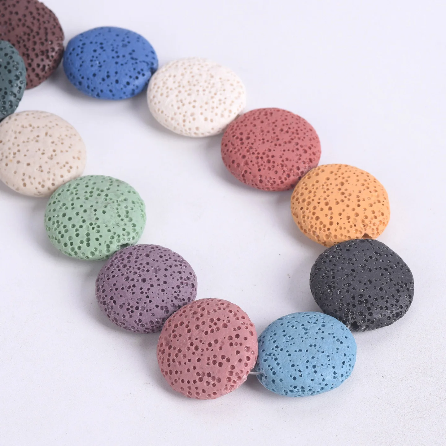 5pcs Natural Volcano Lava Stone Flat Round 20mm Loose Crafts Beads lot for Jewelry Making DIY Earring Findings