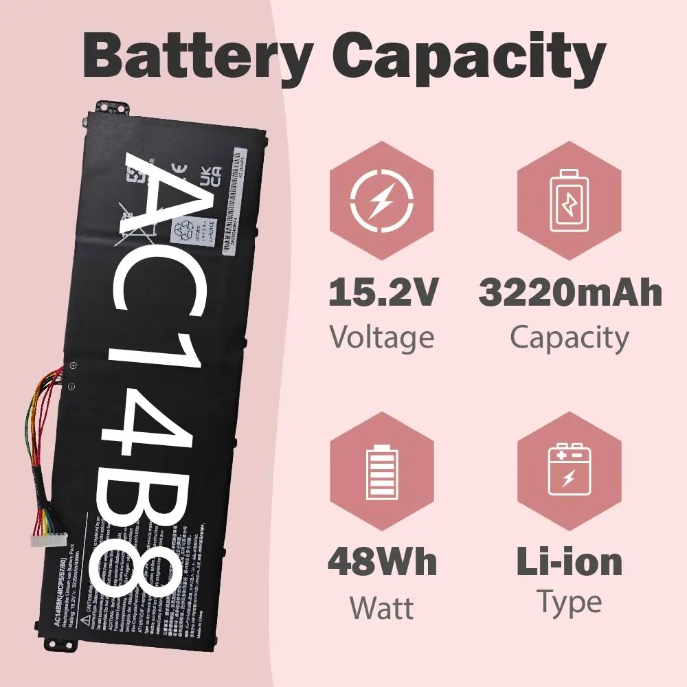 AC14B8K AC14B3K AC14B7K 48Wh for Acer Aspire 5 A515-51 V3-372T R5-571T R7-371 ES1-511 Nitro 5 AN515-51 Spin SP111-31 CB3-531 CB5