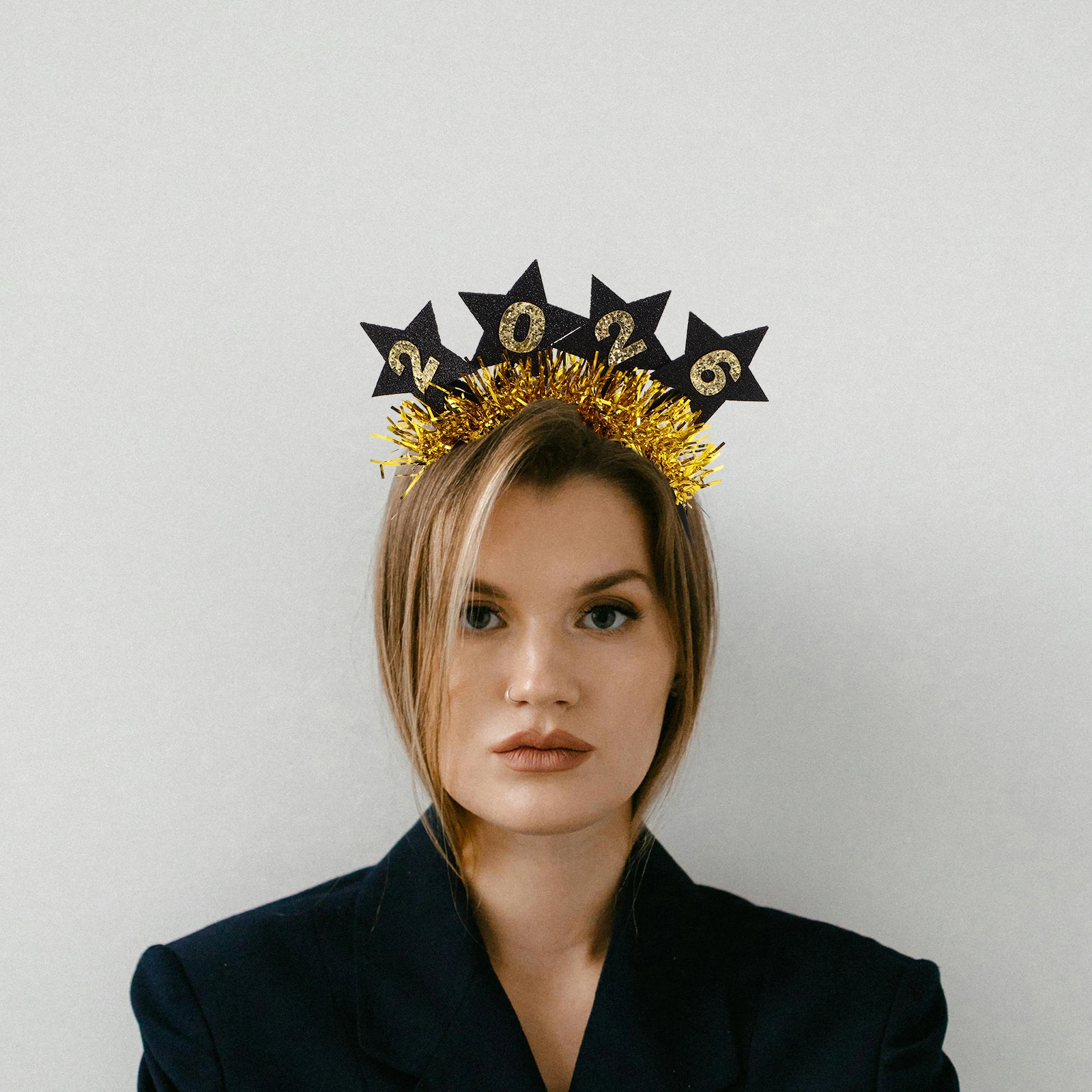 

4Pcs New Year Party Decoration Headdress Luxurious Glitter Star Headband for Women Festive 2026 Eve Celebration Accessories