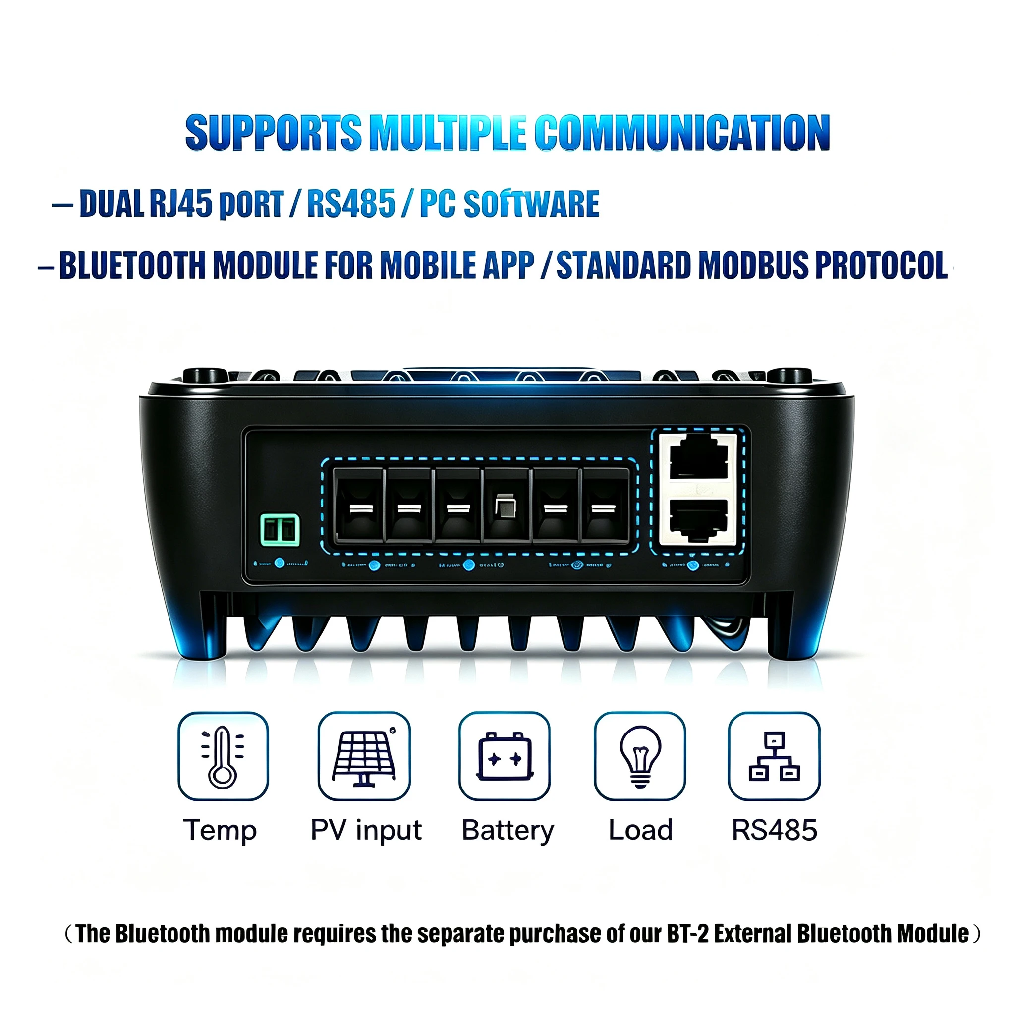 US Stock Ipandee 12V/24V Auto, 60A 150V MPPT Solar Charge Controller, Smart Solar Charger APP PC Monitoring for Lead-acid, AGM, Gel, Lithium Ect Fast Shipping
