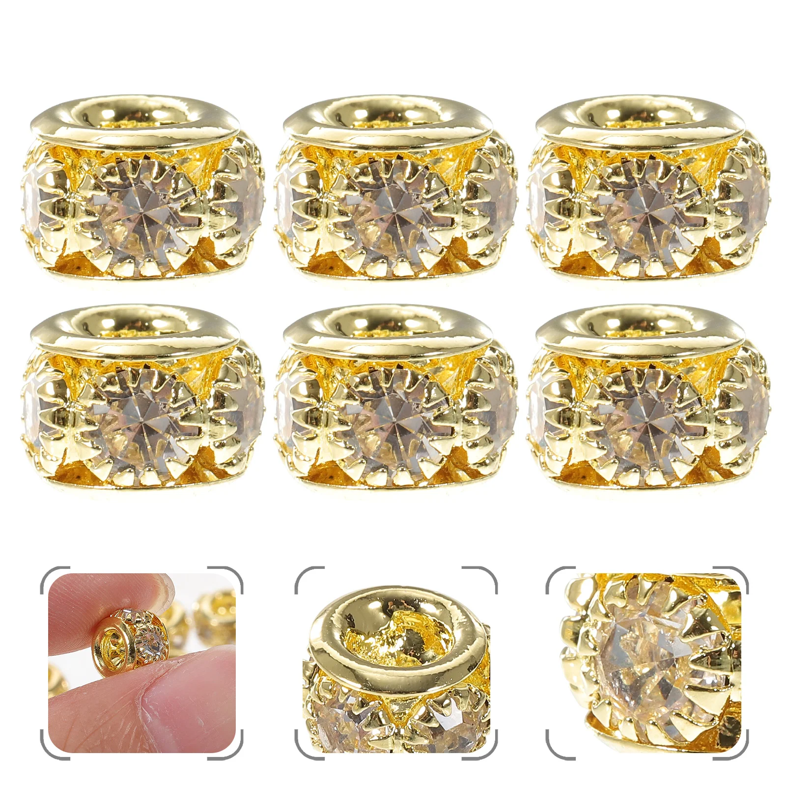 

100 Pcs Copper Inlaid Diamond Spacer Beads Spacers for Jewelry Making Alloy Bracelet Supplies Rhinestones