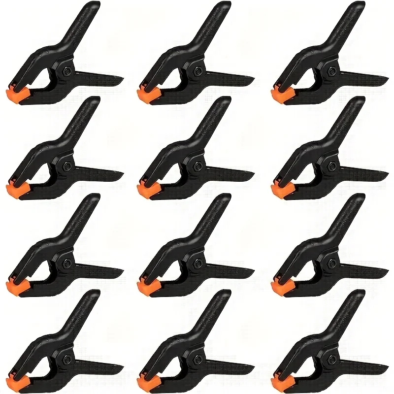 12pcs Heavy-Duty Plastic Spring Clips | 3-Inch Mini Background Clamps for Crafts, Woodworking & Photography Studio