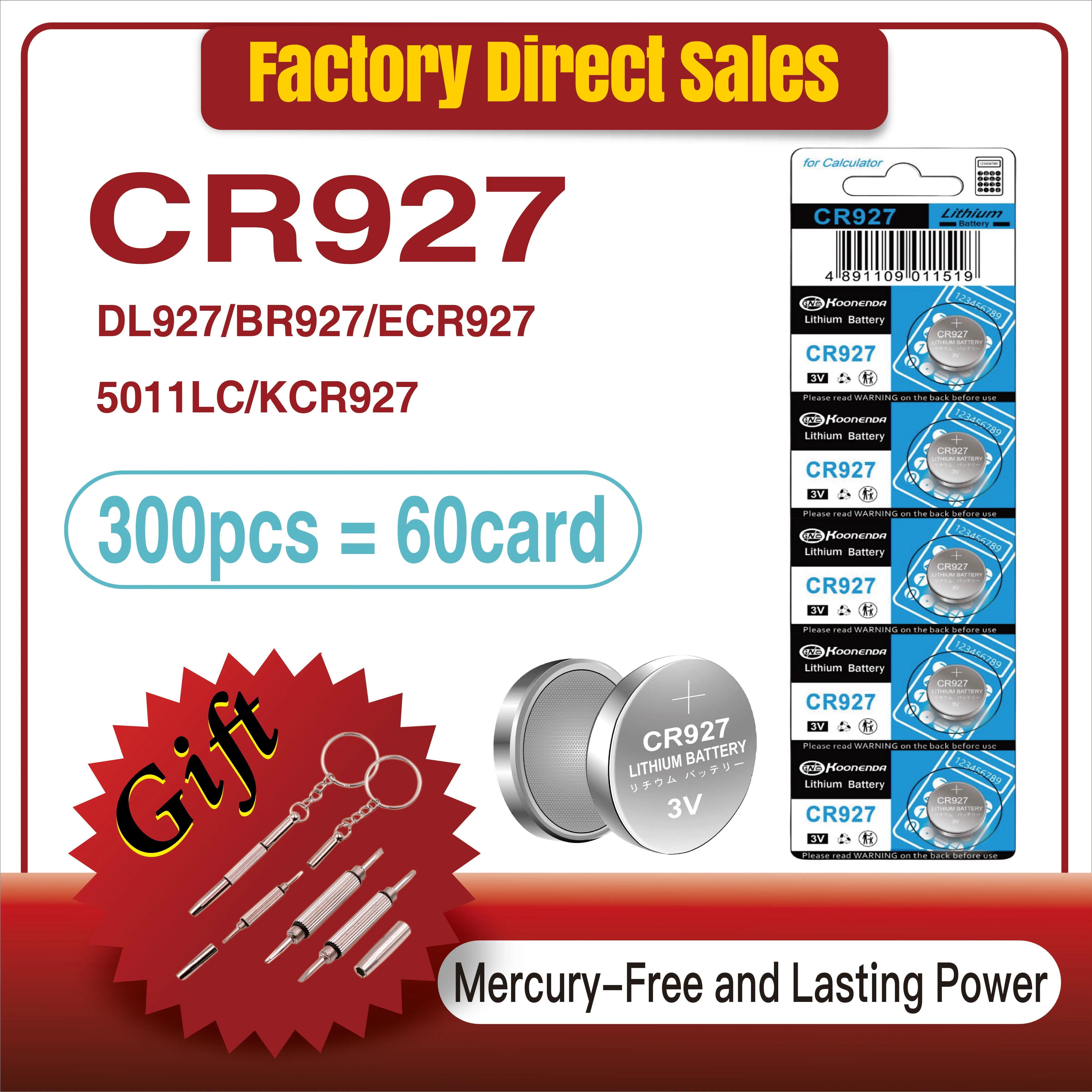 Wholesale 300PCS Battery CR927 3v Lithium Coin Cell BR927 ECR927 for Watch Calculator Electronic Alarm Clock Boutton Batteries