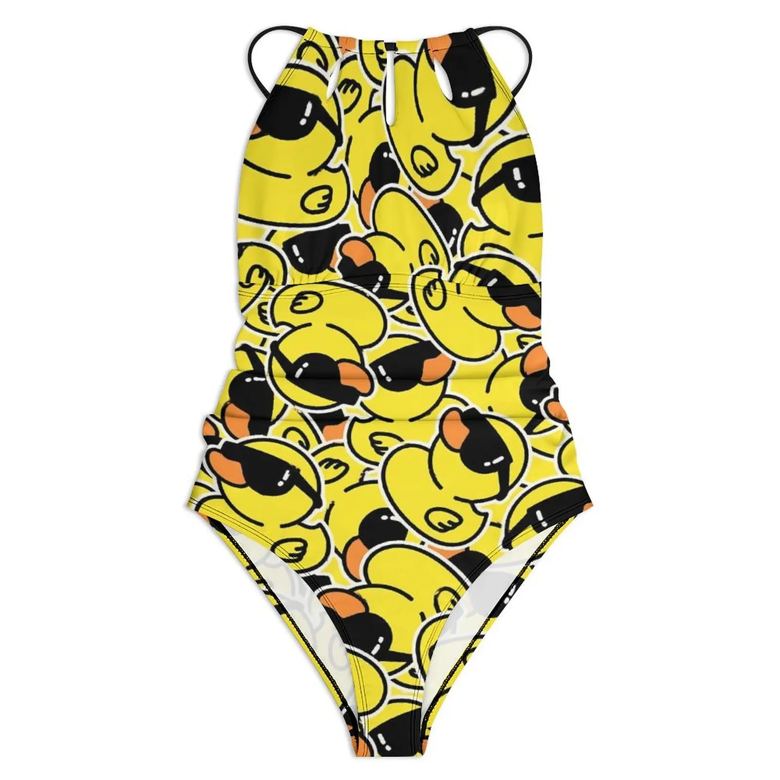 Cool Ducks Print Swimsuit Cute Ducklings One-Piece Swimwear Push Up Trend Monokini Sexy Holiday Pool Design Bodysuit