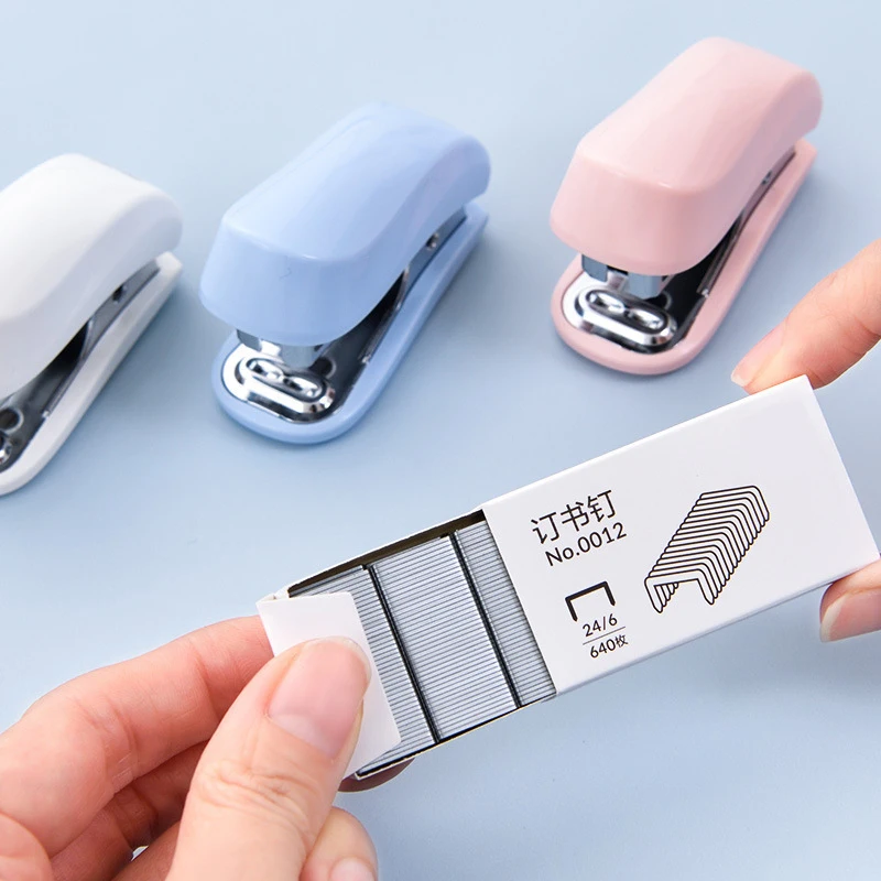 

1pc Cute Macaron Color Mini Stapler for Student Stationery Combo Set Convenient Small Stapler and Staples for Binding Paper