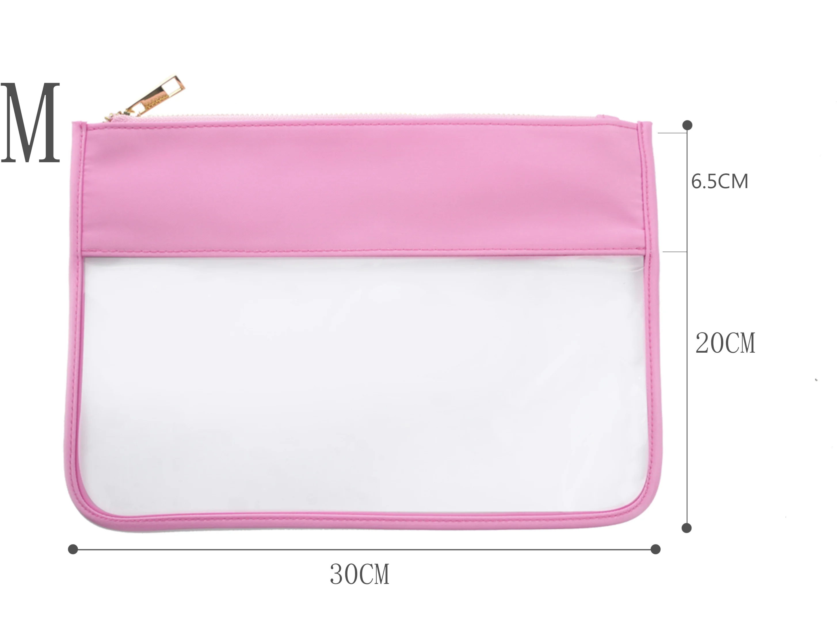 Clear Flat Makeup Bag for Travel Portable Preppy Travel Purse Bag Transparent Cosmetic Zipper Pouch with Handle Strap