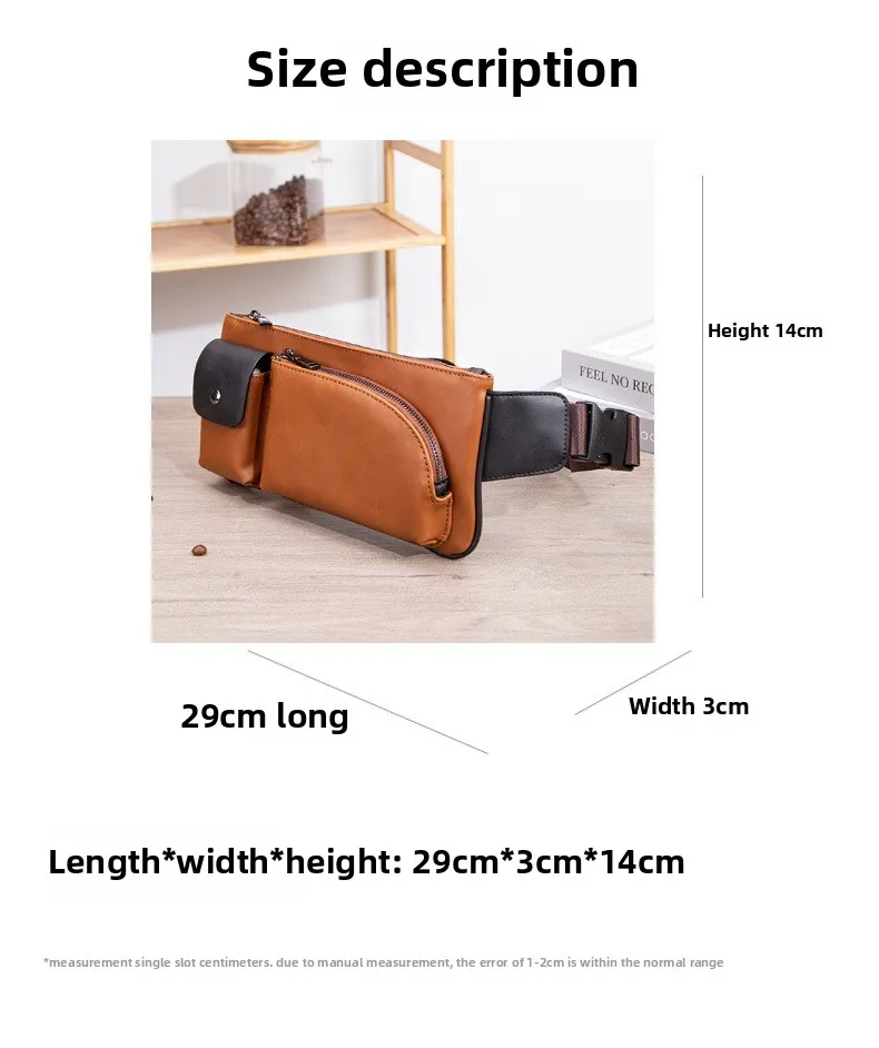 2025 New Shoulder Bag Men's Retro Chest Bag Solid Color Casual Korean Version Trendy Crossbody Sports Waist Bag 8 Inches