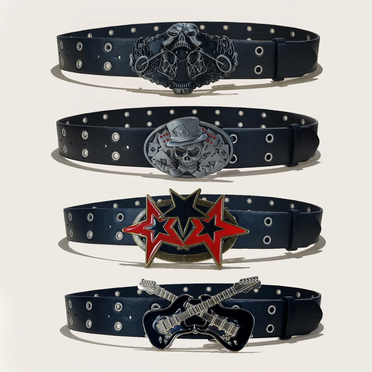 Men's Belt Retro Made Old Alloy Gothic Buckle Belt Circular Rivet Women's Belt Punk Hip Hop Rock Style High Quality Jeans Belt