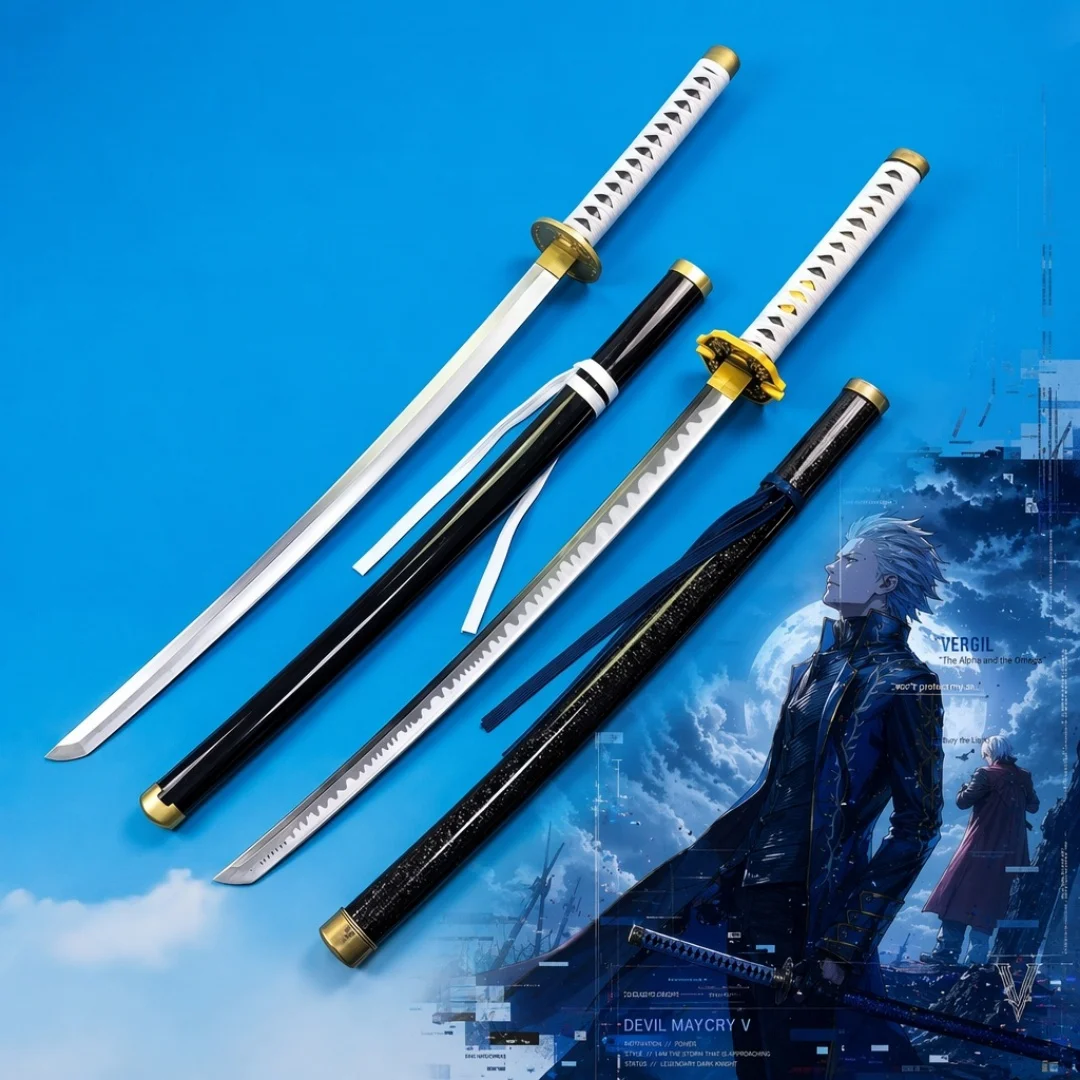 40inch Devil May Cry DMC Vergil Katana Anime Cosplay Prop Japanese Sword Knife Blade Sabre Real Size 1:1 Scale Plastic Toy Gift