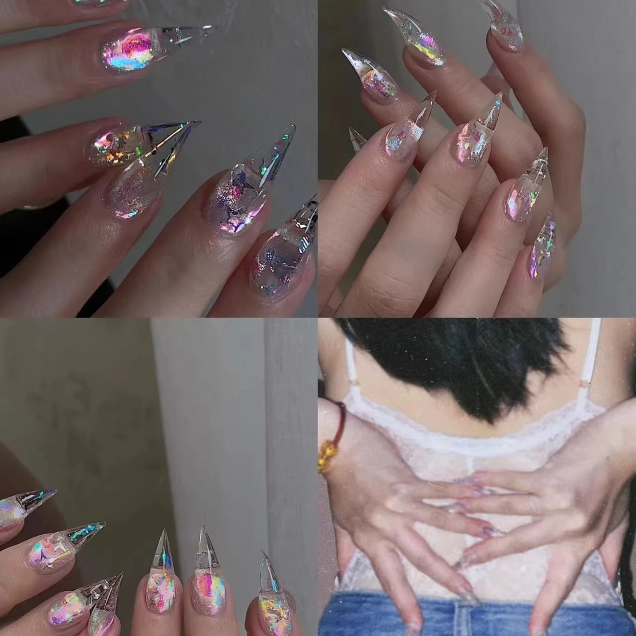 Wearing nail art, long dragon claw armor, cat claw flashing sequins