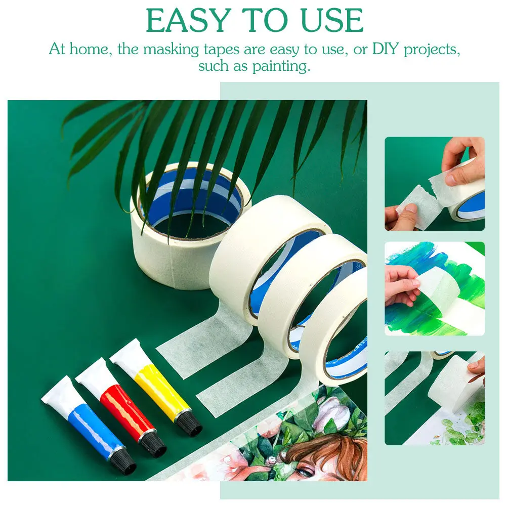 5 Rolls Professional Masking Tape for Painting Art Crafts Indoor Walls Clean Removal No Residue Easy Peel Multi-Function Artist