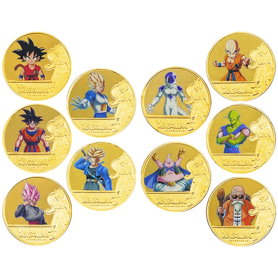 Dragon Ball Gold Plated Gold Coin Son Goku Vegeta Commemorative Coins Children Classic Anime Peripherals Collection Toy Souvenir