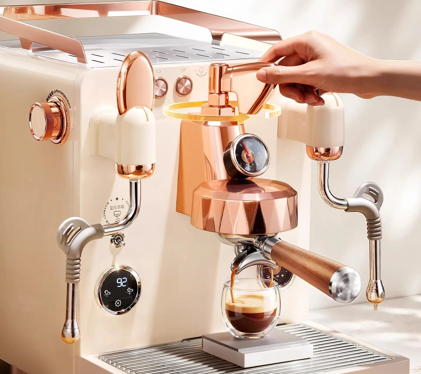 Gilt Coffee Cat Home Commercial Semi-automatic Coffee Machine Italian Variable Pressure Automatic Filling