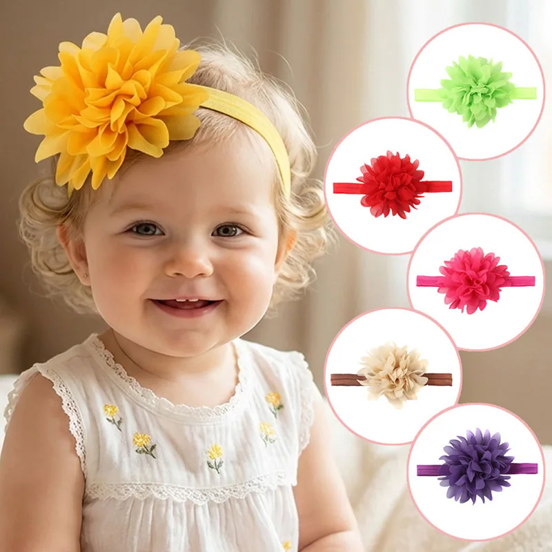 

Новая повязка на голову для малышей 0-12 месяцев, милая детская повязка с цветами для девочек, 15 цветов, полиэстер, аксессуар для волос для малышей