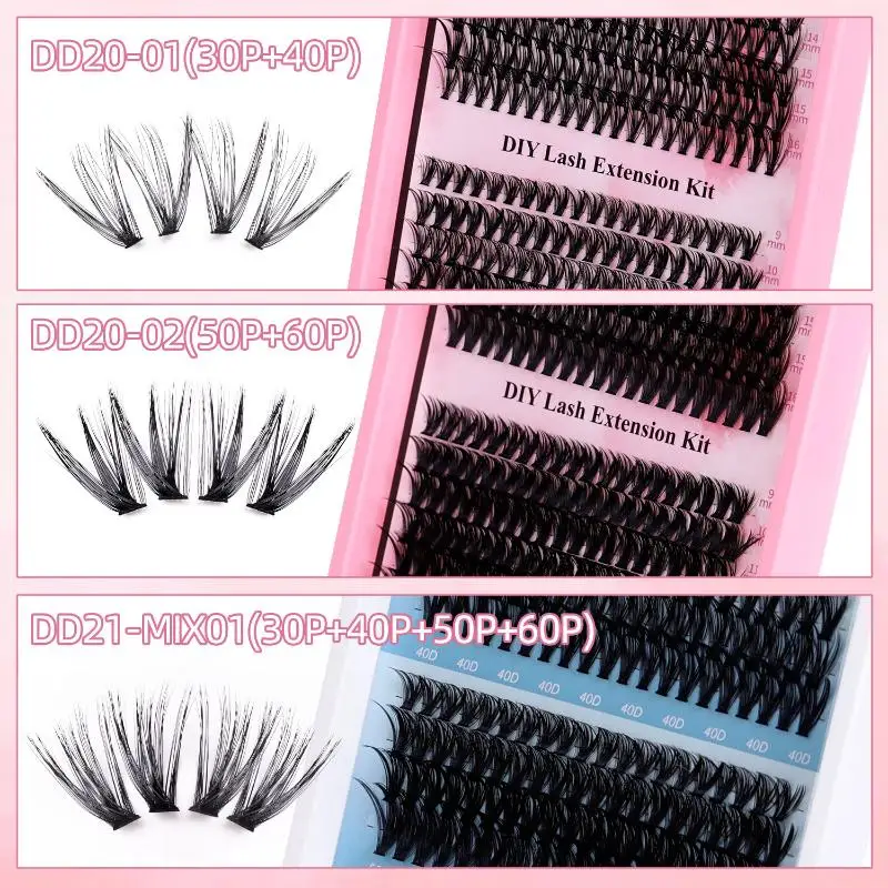 72 Clusters Eyelash Extensions Kit Fluffy Individual Lashes C Curl Volume DIY Fast Application for Makeup Lovers