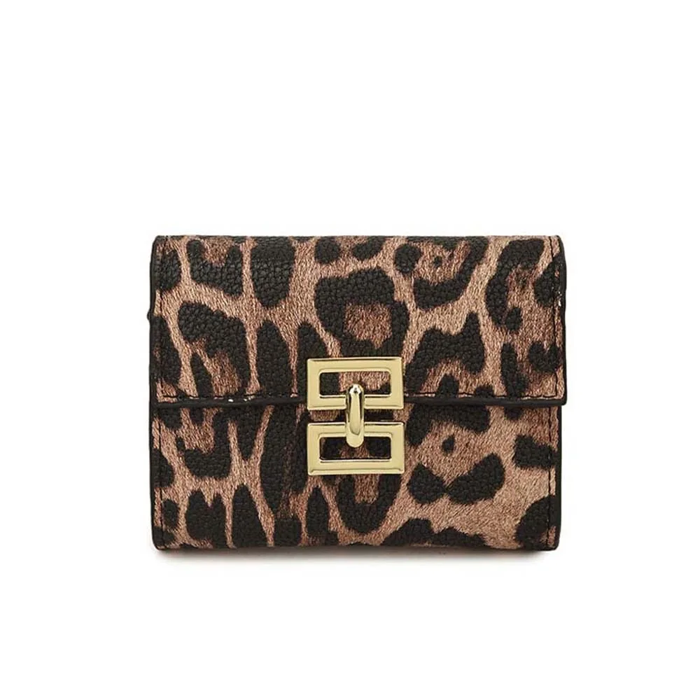 

Coin Pouch Portable Leopard Print Wallet Multiple Card Texture Short Square Purse Retro Mini PU Card Bag Girls