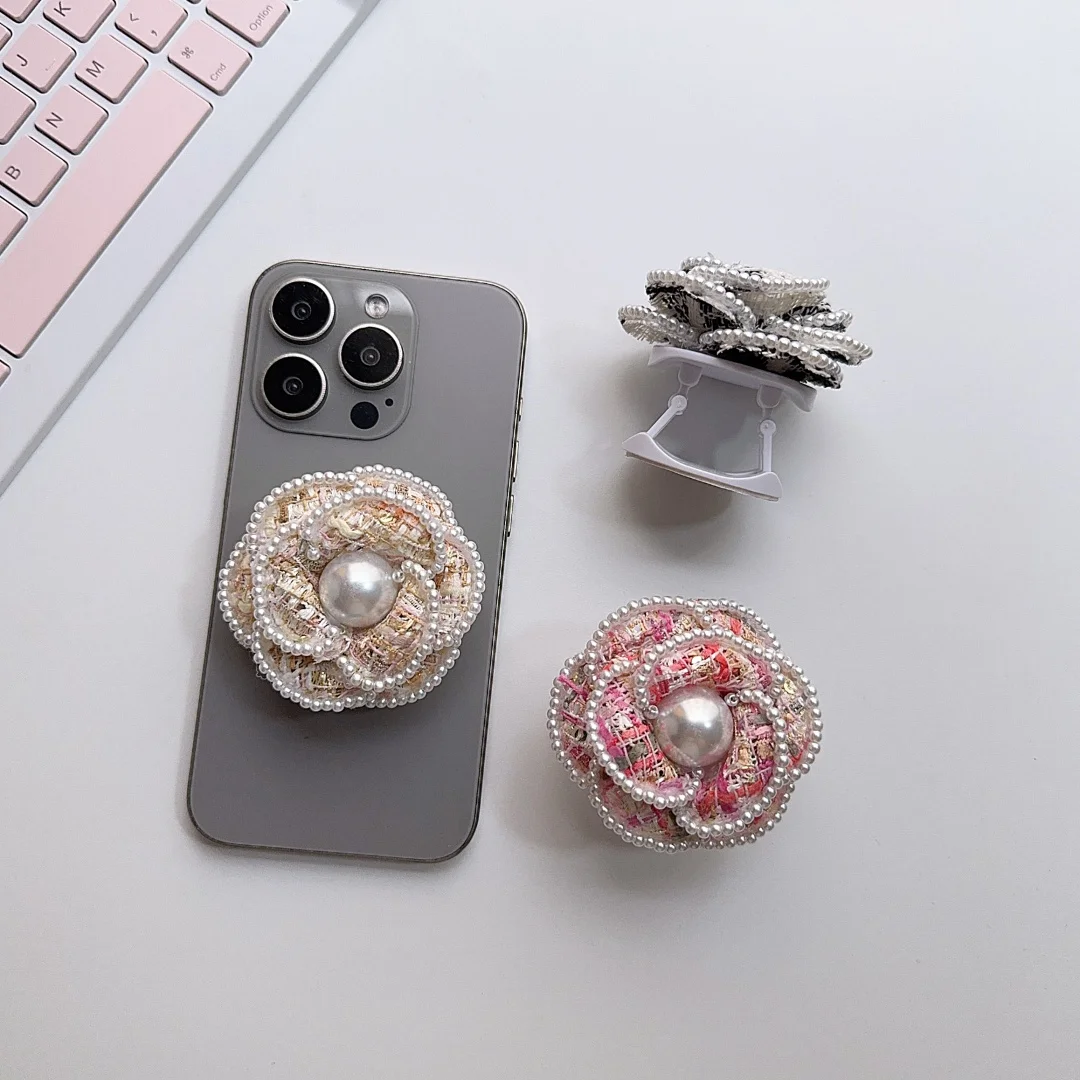 

Luxury 3D Pearl rose Foldable Finger Ring Griptok Phone Holder for IPhone Samsung Support Socket Pocket Grip Tok Stand Bracket