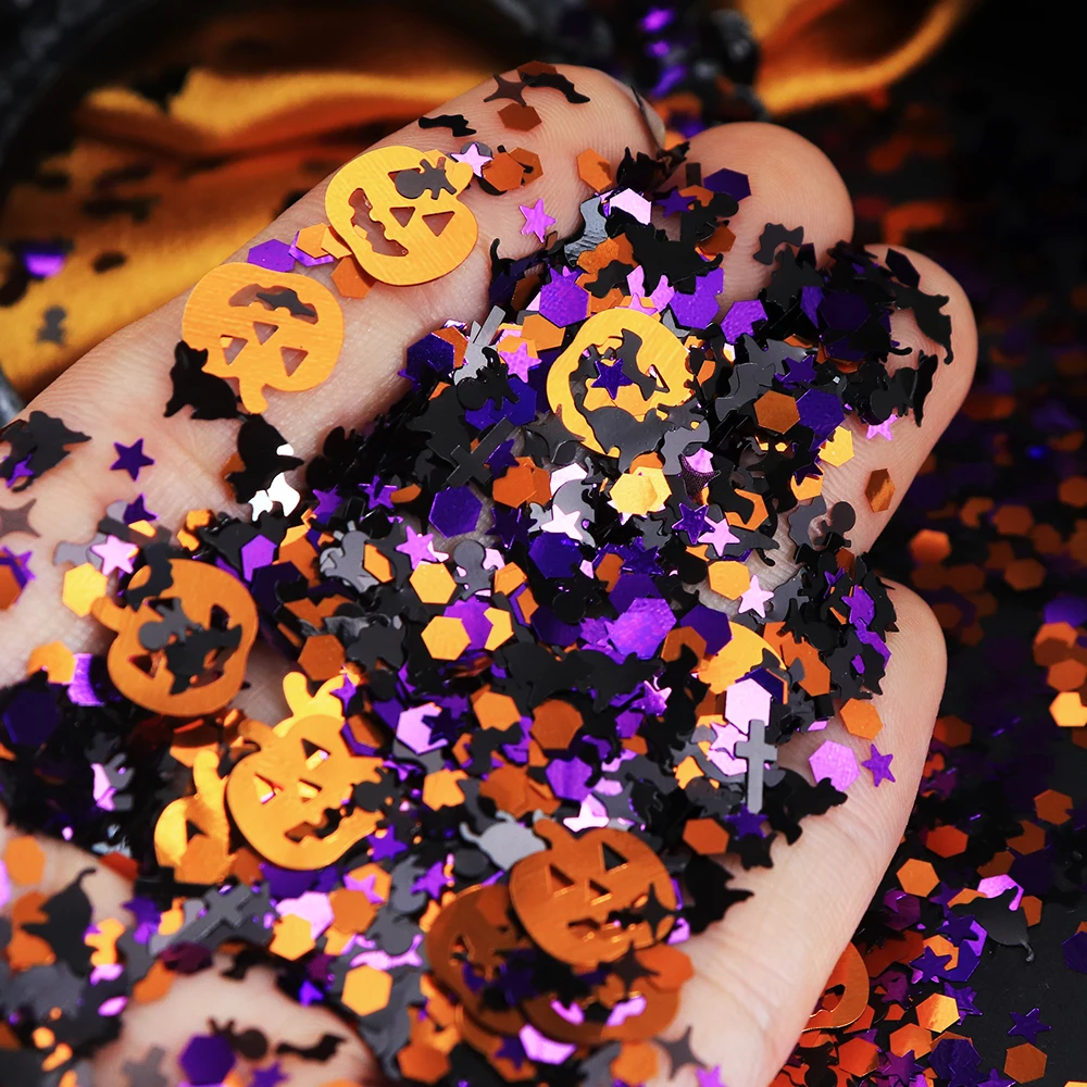 Halloween Sequins Epoxy Resin Molds Filling Pumpkin Cat Bat Hexagon Shape Paillettes Halloween Gifts DIY Keychain Crafts Making