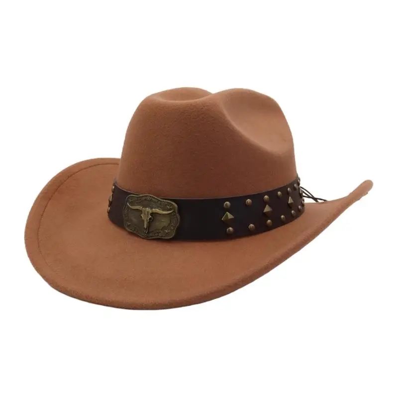 

31BB Vintage Wide Brims Sun Hat Western Styles Lightweight Polyester Summer Outdoor Gears For Men Women Unisex