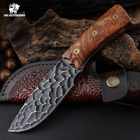 HX Outdoors D2 Tactical Knife,Jungle Knives ,Cool Camping Knifes,Necker Rescue Edc Tool Wood Handle WIth Leather Dropshipping