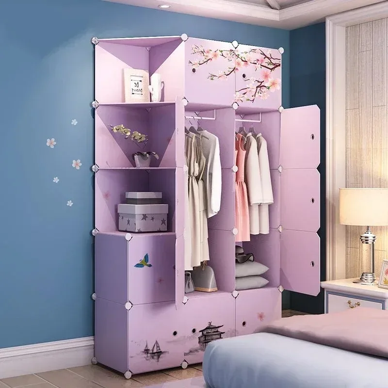 Plastic Organizer Wardrobe Bedroom Clothes Portable Shelf Foldable Open Nightstands Closet Shelves Cheap Armario Hotel Furniture
