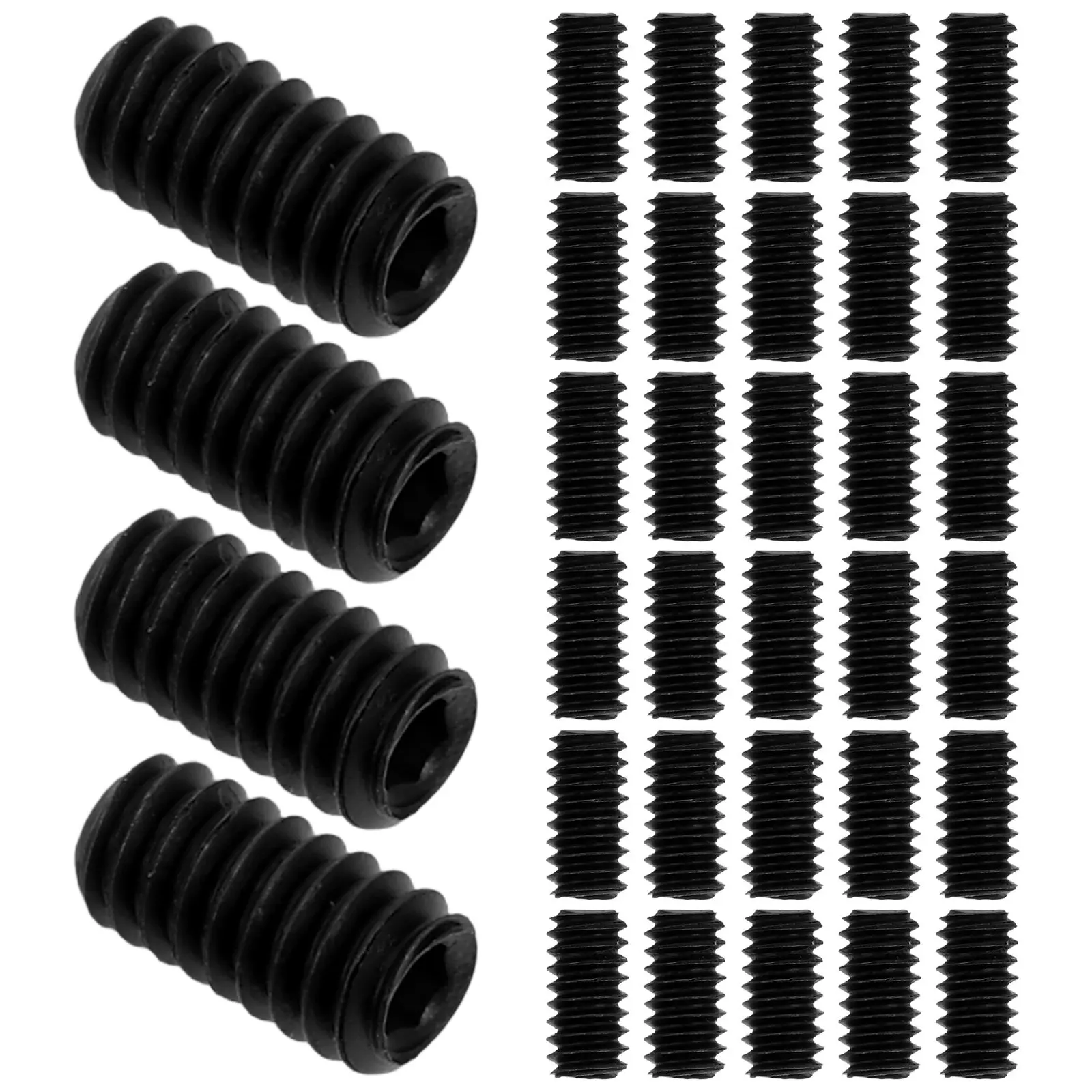 50Pcs Socket Set Screws Black Carbon Steel Internal Drive Grub Screws Flat End Secure Fastening for Door Handles