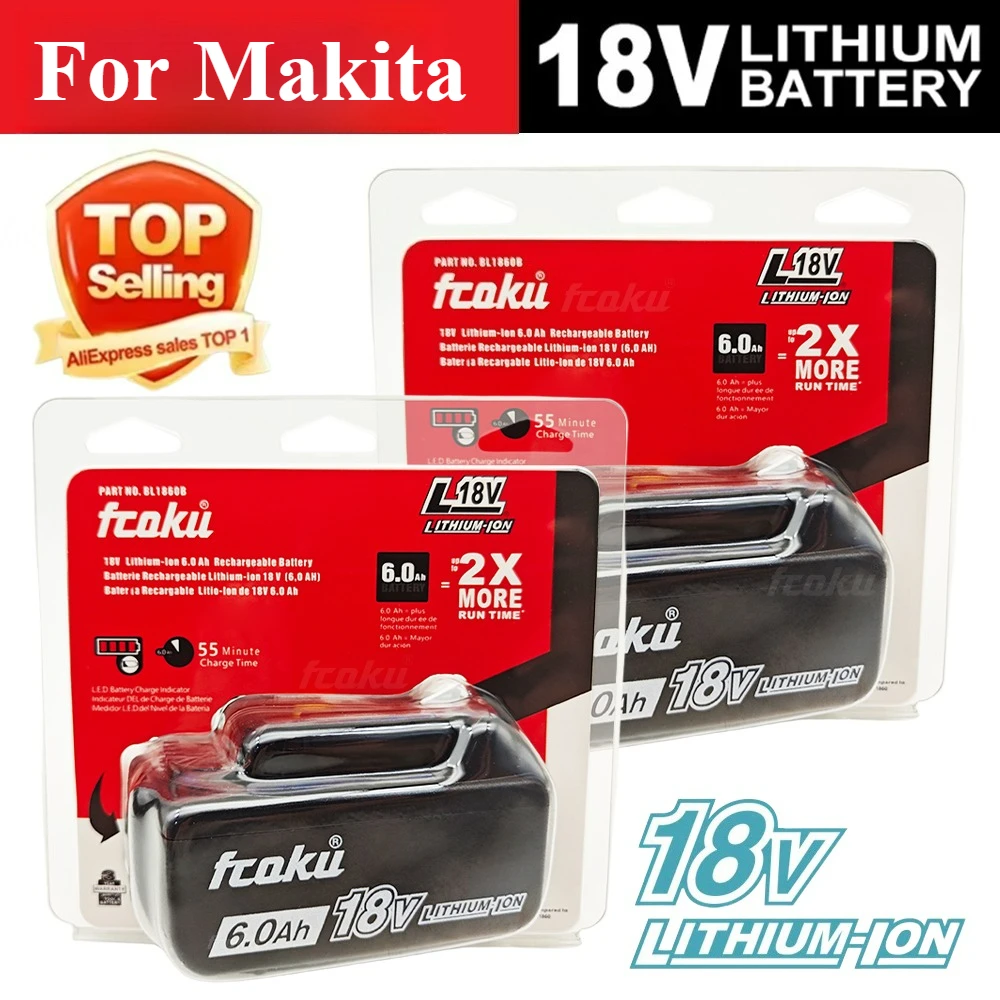 

Original For Makita 18V 6.0Ah Rechargeable Power Tools Battery 18V makita with LED Li-ion Replacement LXT BL1860B BL1860 BL1850
