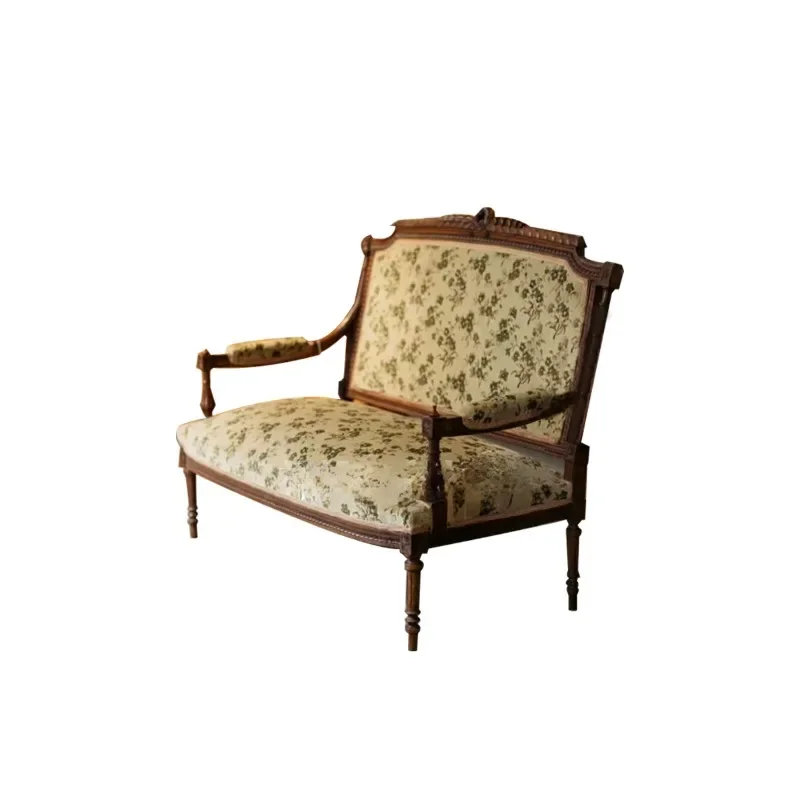 French retro pastoral floral double sofa small apartment living room B & B bedroom leisure balcony high back armrest