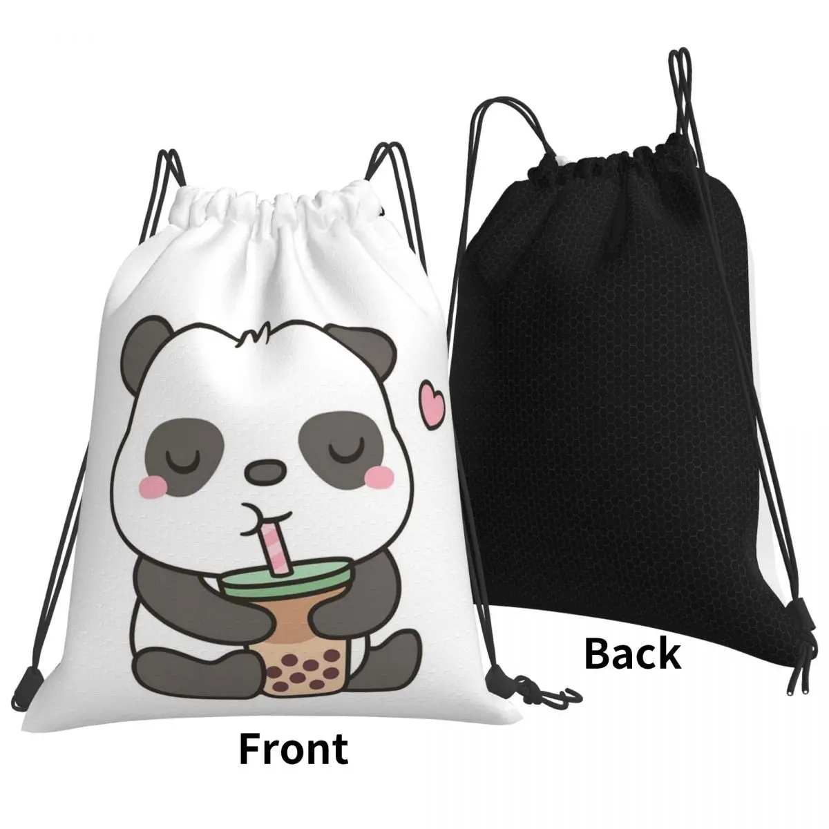 

Рюкзаки Cute Little Panda Enjoying Boba T, модные портативные сумки на шнурке, сумка для мелочей, сумки для книг для мужчин и женщин, школьные