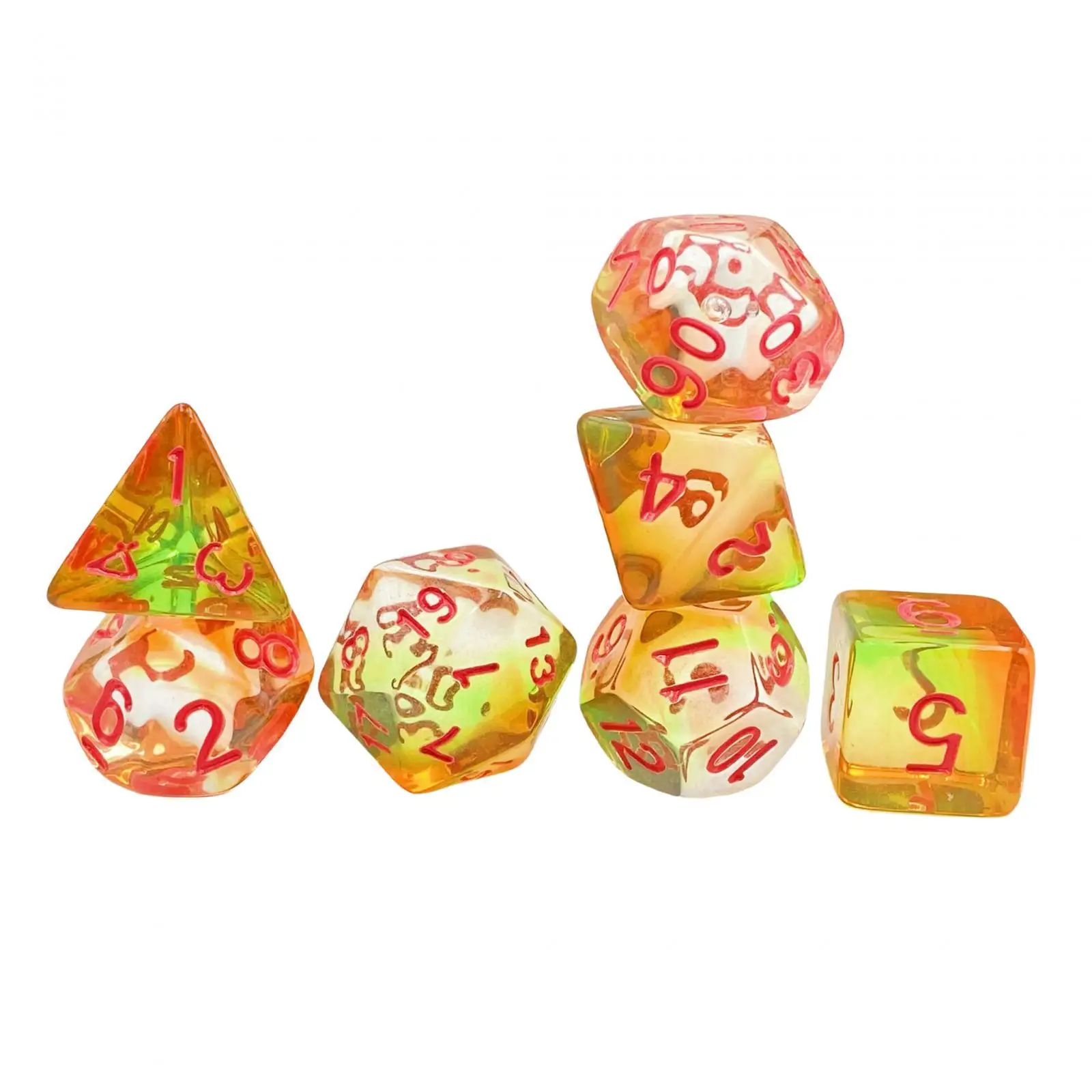7x Polyhedral Dices D4-d20 Party Supplies Acrylic Dices for Table Game Role Playing Game Board Game Card Games Party Game
