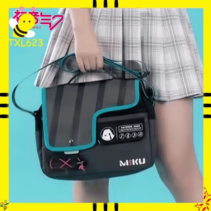 

Hatsune Miku Cartoon Printed Shoulder Bag with Magnetic Buckle Portable Diagonal Bag for Cosplay And Anime Fans