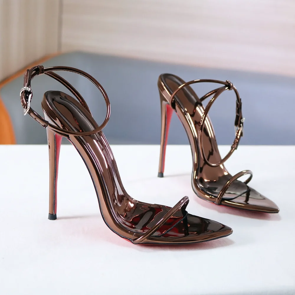 

New Summer Style Colorful Laser Strap High Heel Sandals for Women with Thin Heels and Bare Toes, Sexy Coolers 33-46
