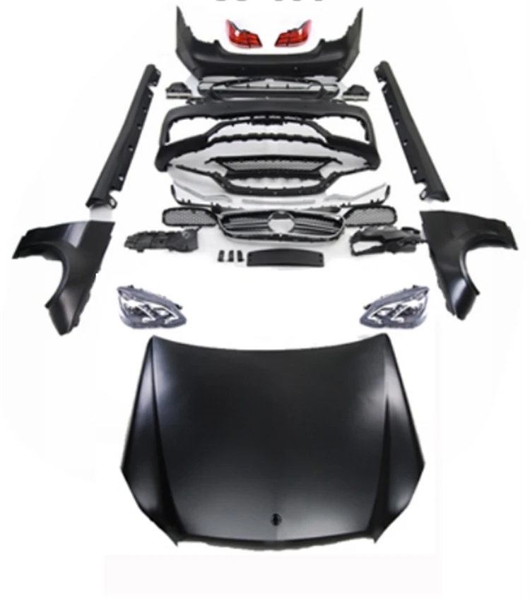Body Kit for E Class W212 E200 E260 E300 E350 E400 2014 To 2016y Upgrade To TI E63 PP Material Car Bumpers Hood Car Accessor