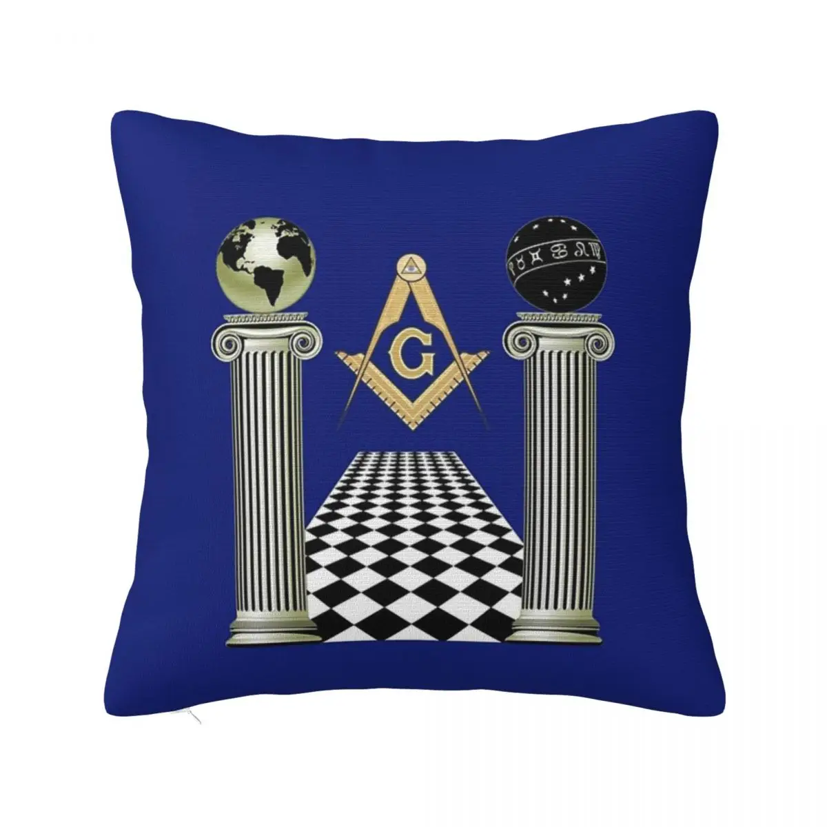 Boaz And Jachin Solomon's Temple Square Pillow Case Masonic Mason Freemason Cushion Cover Awesome Decor Pillowcase for Sofa